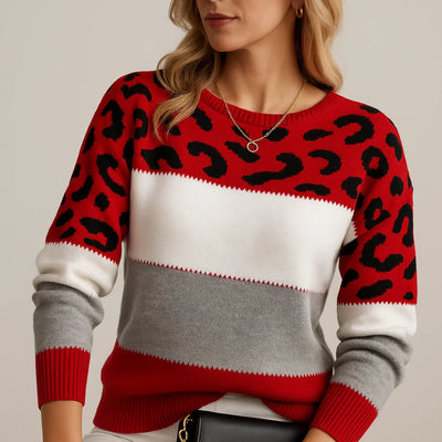 Amalia™ | Chic Leopard Patchwork Jumper
