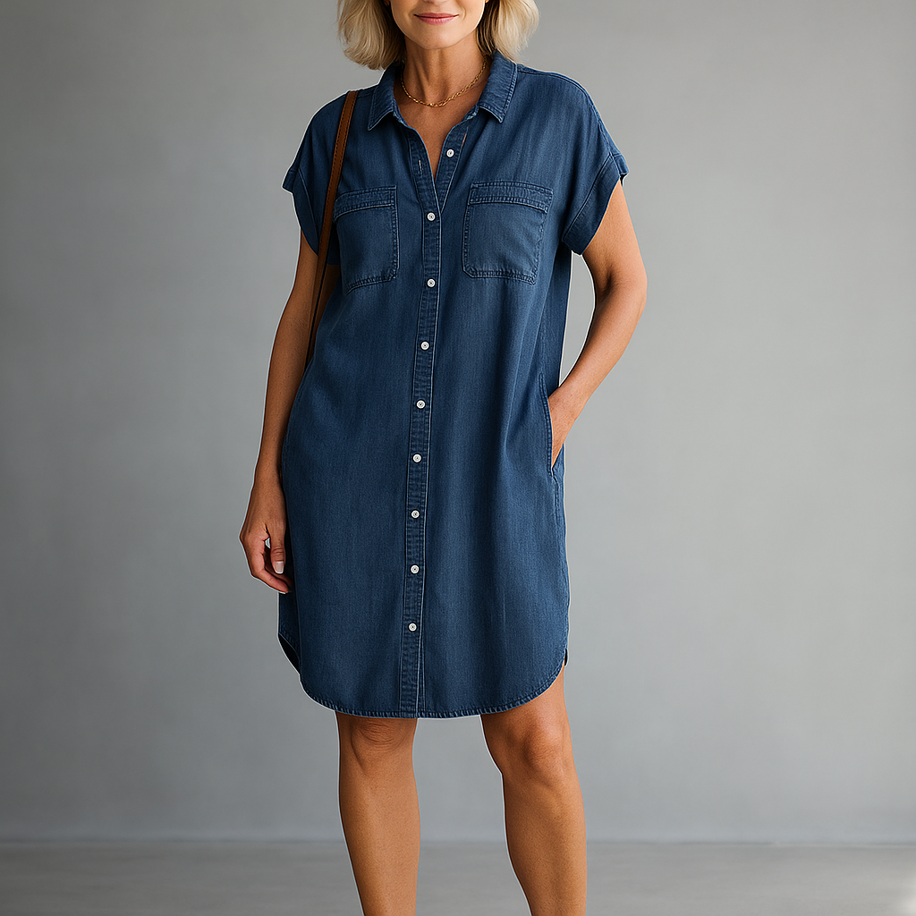 Maribel | Denim Shirt Dress with Button-Down Design