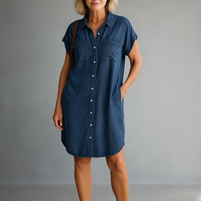 Maribel | Denim Shirt Dress with Button-Down Design