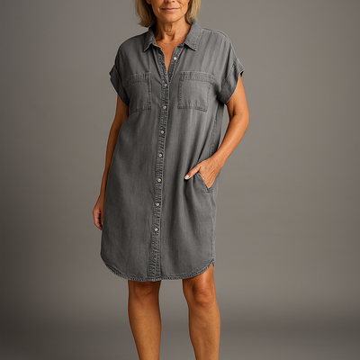 Maribel | Denim Shirt Dress with Button-Down Design