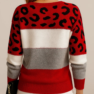 Amalia™ | Chic Leopard Patchwork Jumper