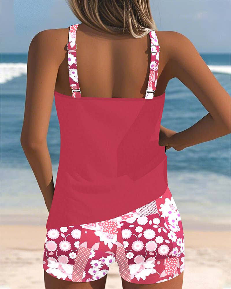 Colette | Swimsuit Tank Top with Printed Boxer Set