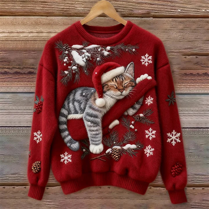 Olivia | Holiday Cat Plush Sweater