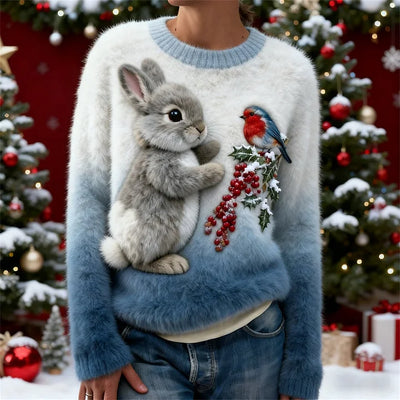 Suzette - Plush Sweater With a Christmas Rabbit