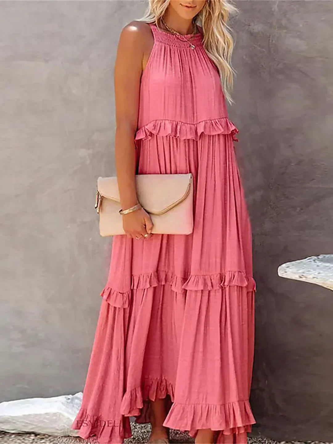 Robyn - Halter Ruffle Maxi Dress
