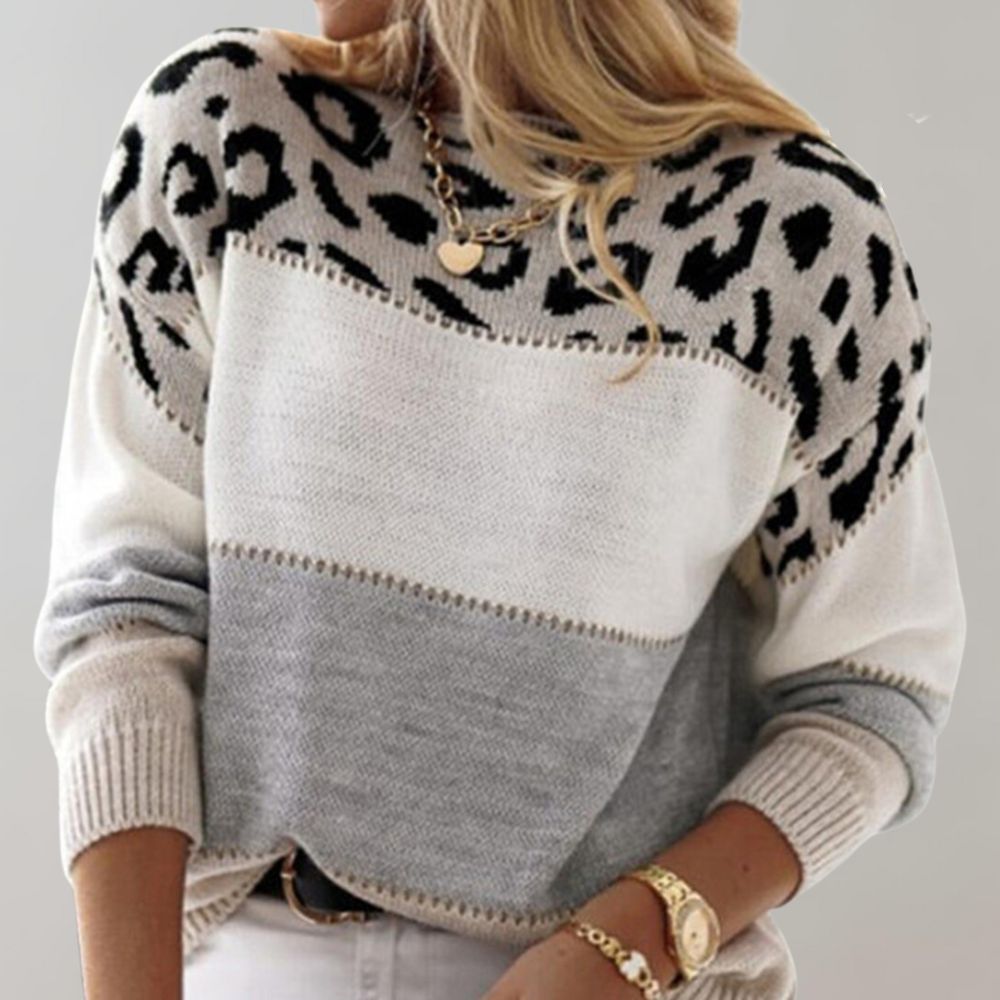 Amalia™ | Chic Leopard Patchwork Jumper