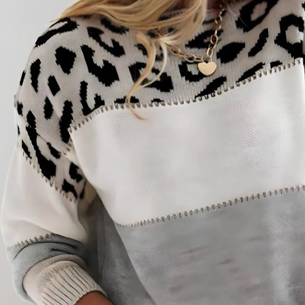 Amalia™ | Chic Leopard Patchwork Jumper