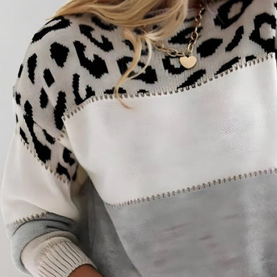 Amalia™ | Chic Leopard Patchwork Jumper