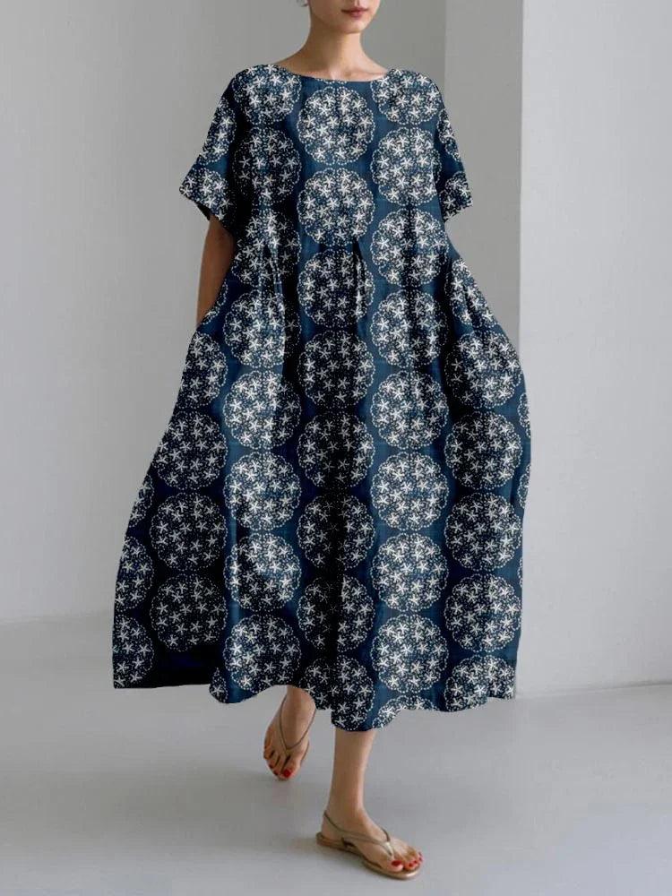 Vintage Floral Print Loose Maxi Dress