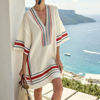 Marina | Striped V-Neck Beach Dress