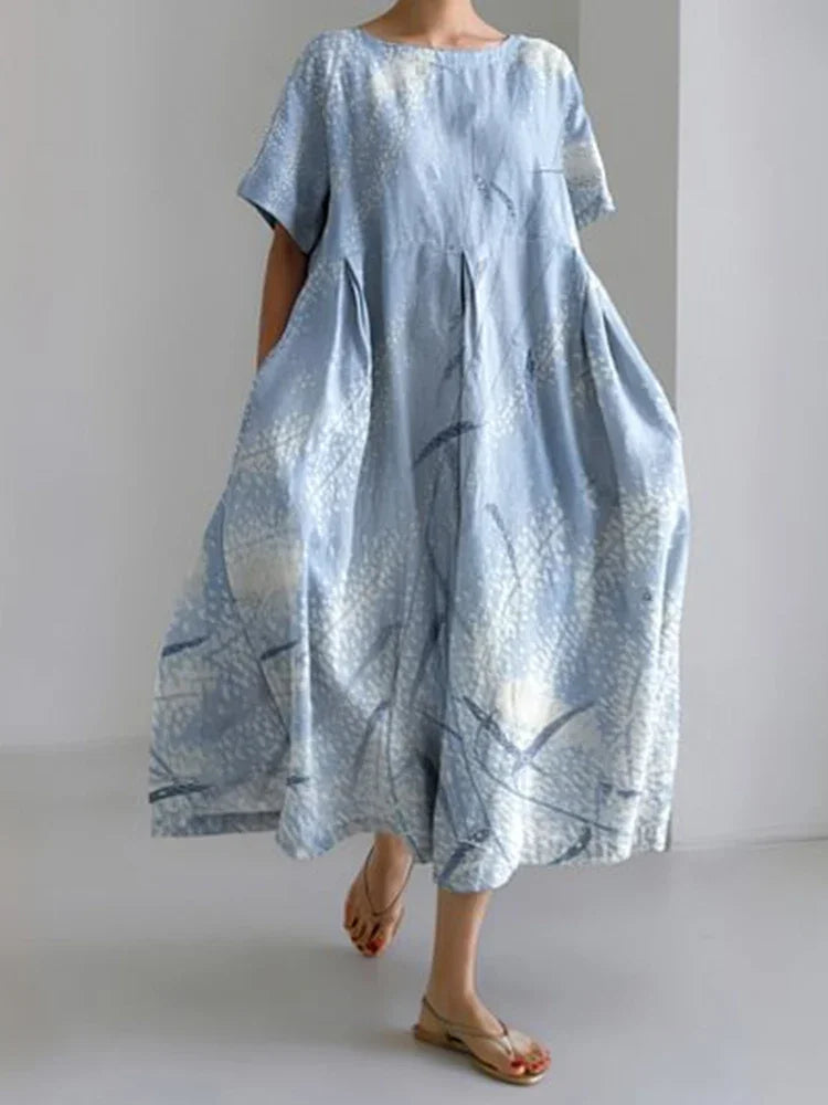 Vintage Floral Print Loose Maxi Dress