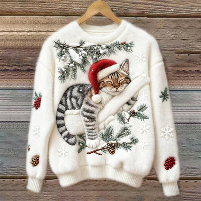 Olivia | Holiday Cat Plush Sweater